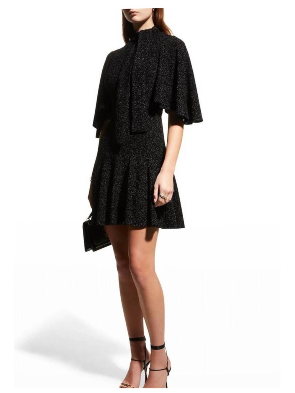 NWT Black Halo Coralia Sparkle Mini Dress Women's 12 Black Cocktail